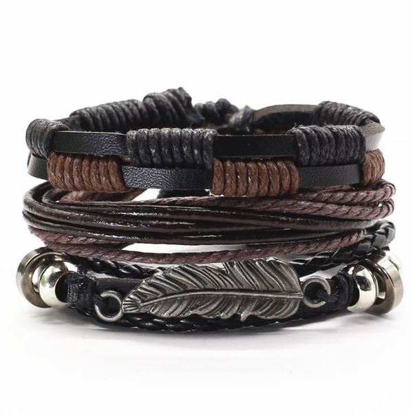 charm bracelets 3 pcs/set handmade woven men brown leather wood beads star cross feather women bangle homme gift jewelry, Golden;silver
charm bracelets 3 pcs/set handmade woven men brown leather wood beads star cross feather women bangle homme gift jewelry, Golden;silver