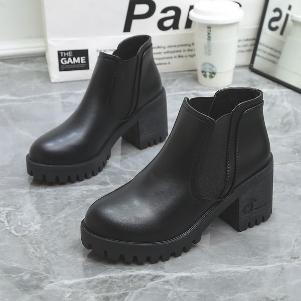 women ankle boots casual high-heeled .5 cm autumn winter solid color round toe studded block ladies shoes botines mujer, Black
women ankle boots casual high-heeled .5 cm autumn winter solid color round toe studded block ladies shoes botines mujer, Black