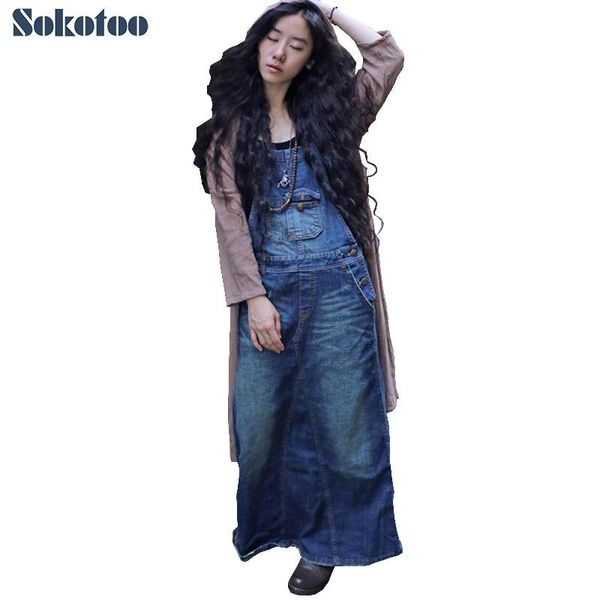 sokotoo women's casual bohemian loose denim overalls large size vintage a line long slit dress dresses, Black;gray
sokotoo women's casual bohemian loose denim overalls large size vintage a line long slit dress dresses, Black;gray