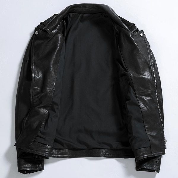 men's leather & faux mens classic biker jacket belted slim fit punk coat spring outwear casual motorcycle sheepskin genuine, Black
men's leather & faux mens classic biker jacket belted slim fit punk coat spring outwear casual motorcycle sheepskin genuine, Black