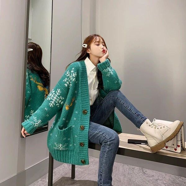 sweaters spring new women warm thick sweater and v neck single breatsted poncho harajuku long christmas cardigans, White;black
sweaters spring new women warm thick sweater and v neck single breatsted poncho harajuku long christmas cardigans, White;black
