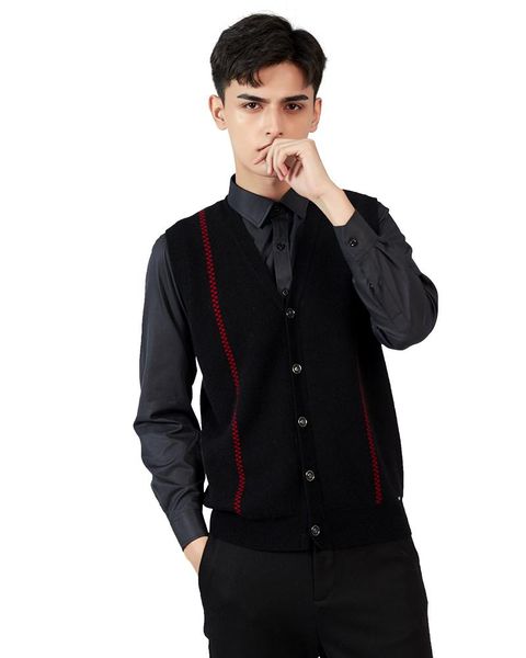 zhili men's 100% cashmere button front v-neck vest cardigan sweater with jagged lines vests, Black;white
zhili men's 100% cashmere button front v-neck vest cardigan sweater with jagged lines vests, Black;white