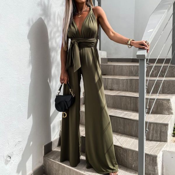 sleeveless solid color jumpsuit romper women high waist lace up wide leg pants summer jumpsuit deep v-neck elegant overalls, Black;white
sleeveless solid color jumpsuit romper women high waist lace up wide leg pants summer jumpsuit deep v-neck elegant overalls, Black;white