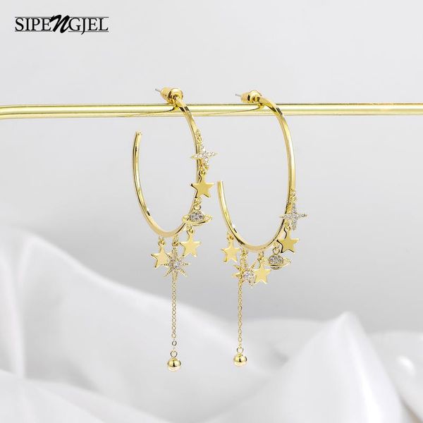 fashion cubic zirconia personality big hoop earrings cute stars and moon long tassel accessories stud for women jewelry, Golden;silver
fashion cubic zirconia personality big hoop earrings cute stars and moon long tassel accessories stud for women jewelry, Golden;silver