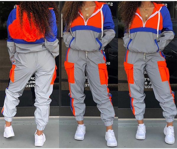 spring reflective tracksuit for womens outfits streetwear two pieces set zipped hooded and pants sweat suits matching piece dress, White
spring reflective tracksuit for womens outfits streetwear two pieces set zipped hooded and pants sweat suits matching piece dress, White