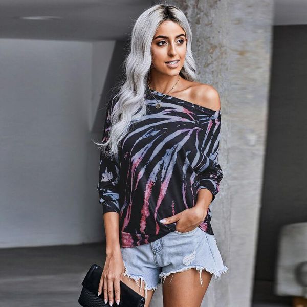 women's hoodies & sweatshirts tie dye printed sweatshirt one off the shoulder pullover casual loose fall o-neck cotton blend for women, Black
women's hoodies & sweatshirts tie dye printed sweatshirt one off the shoulder pullover casual loose fall o-neck cotton blend for women, Black