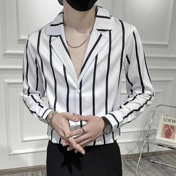 men's casual shirts men black white shirt for business dress formal brand striped printing long-sleeved slim, White;black
men's casual shirts men black white shirt for business dress formal brand striped printing long-sleeved slim, White;black