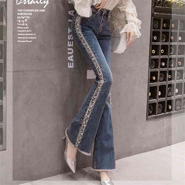 fashion spring autumn europe style women beading flare skinny denim pants female jeans cowboy trousers a3213 210519, Blue
fashion spring autumn europe style women beading flare skinny denim pants female jeans cowboy trousers a3213 210519, Blue