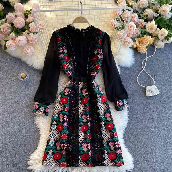 spring fall chiffon long sleeve patchwork retro flower embroidery dress women hollow out slim elegant lace 210602, Black;gray
spring fall chiffon long sleeve patchwork retro flower embroidery dress women hollow out slim elegant lace 210602, Black;gray