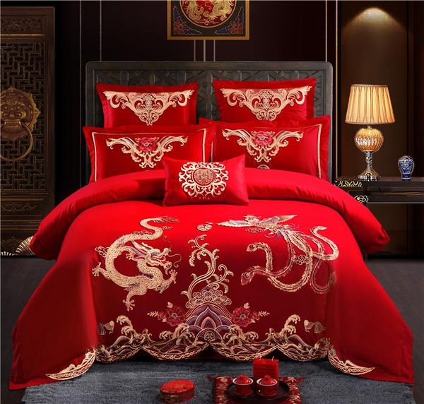 bedding sets luxury 100% cotton dragon and phoenix wedding set embroidery duvet cover bed sheet pillowcases size king 4/6/7pcs
bedding sets luxury 100% cotton dragon and phoenix wedding set embroidery duvet cover bed sheet pillowcases size king 4/6/7pcs