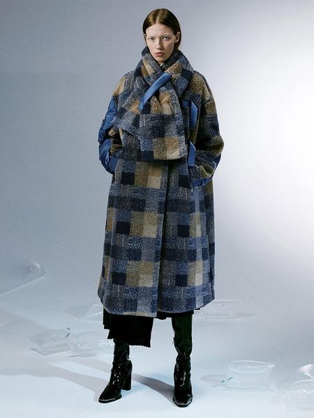 women's wool & blends irinach112 2021 winter collection oversize plaid berber fleece coat, Black
women's wool & blends irinach112 2021 winter collection oversize plaid berber fleece coat, Black