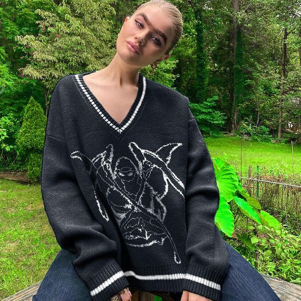 women's sweaters jchb cartoon pattern women oversized pullovers y2k harajuku aesthetic streetwear jumper korean knitwear autumn preppy, White;black
women's sweaters jchb cartoon pattern women oversized pullovers y2k harajuku aesthetic streetwear jumper korean knitwear autumn preppy, White;black