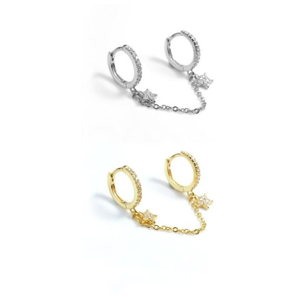 hoop & huggie wholesale double hole link chain circle earrings for women zircon small moon star pendant piercing earring jewelry, Golden;silver
hoop & huggie wholesale double hole link chain circle earrings for women zircon small moon star pendant piercing earring jewelry, Golden;silver