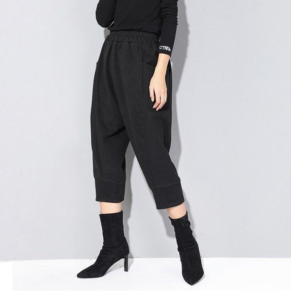 women's pants & capris women clothes 2021 spring black worsted high elastic waist harem loose pockets casual trousers fashions streetwe, Black;white
women's pants & capris women clothes 2021 spring black worsted high elastic waist harem loose pockets casual trousers fashions streetwe, Black;white