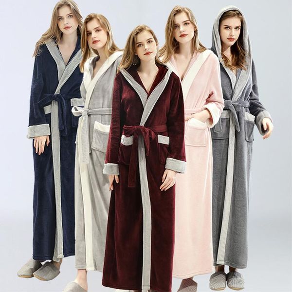 women's sleepwear long bathrobe flannel autumn winter thick sleeve pockets ladies nightgown with sashes soft fluffy loose robes for fem, Black;red
women's sleepwear long bathrobe flannel autumn winter thick sleeve pockets ladies nightgown with sashes soft fluffy loose robes for fem, Black;red