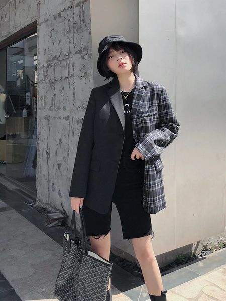 autumn winter gray stitching check gingham plaid blazer boyfriend friend style women outerwear contrast color suit coat fashion femme, Black;brown
autumn winter gray stitching check gingham plaid blazer boyfriend friend style women outerwear contrast color suit coat fashion femme, Black;brown