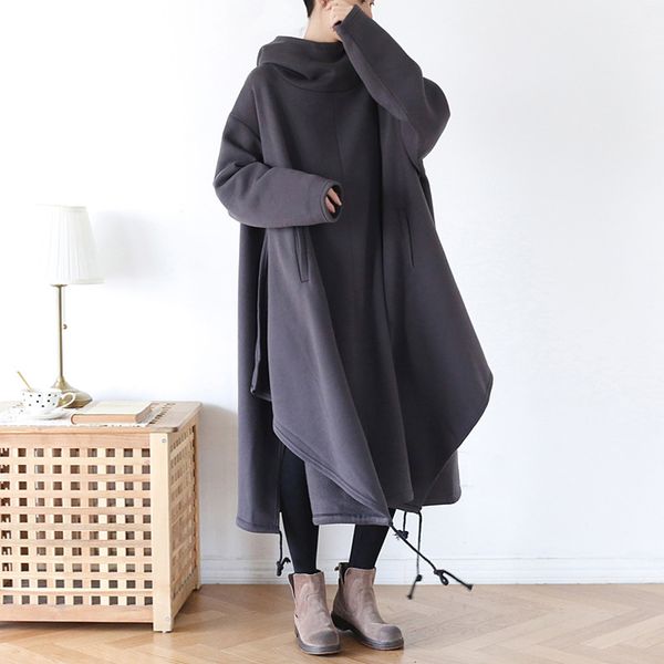 johnature women gray pullover hooded sweatshirts warm cloak autumn plus size women clothes terry vintage long hoodies 210521, Black
johnature women gray pullover hooded sweatshirts warm cloak autumn plus size women clothes terry vintage long hoodies 210521, Black