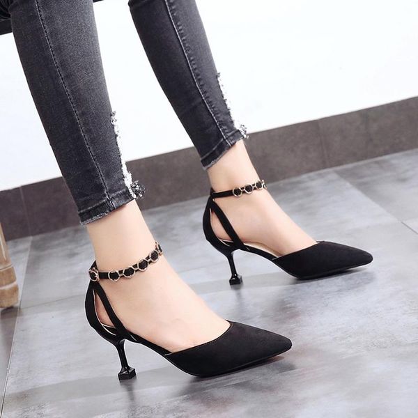 dress shoes 2021 summer hollow high heel women's korean fashion pointed fine with casual professional heels, Black
dress shoes 2021 summer hollow high heel women's korean fashion pointed fine with casual professional heels, Black