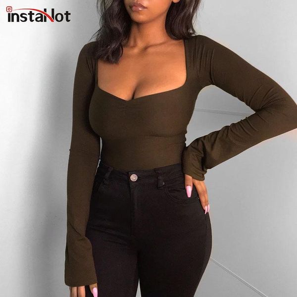 women's t-shirt insta women tee t shirt long sleeve square collar basic skinny stretchy casual streetwear solid 2021, White
women's t-shirt insta women tee t shirt long sleeve square collar basic skinny stretchy casual streetwear solid 2021, White