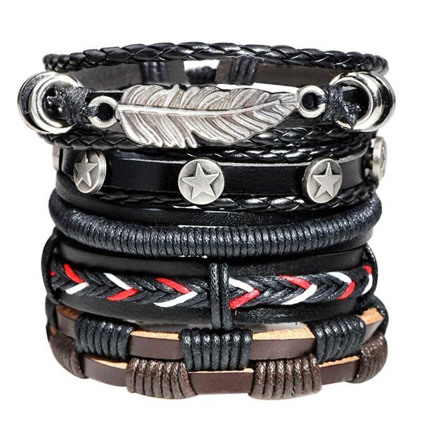 charm bracelets 5 pcs/set vintage woven cowhide leaf star combination set bracelet fashion jewelry dropship arrival, Golden;silver
charm bracelets 5 pcs/set vintage woven cowhide leaf star combination set bracelet fashion jewelry dropship arrival, Golden;silver