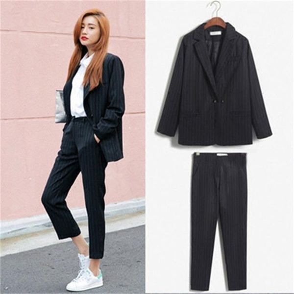 women's suits & blazers spring and autumn europe the united states ol suit career ms. long-sleeved striped overalls casual tooling t108, White;black
women's suits & blazers spring and autumn europe the united states ol suit career ms. long-sleeved striped overalls casual tooling t108, White;black
