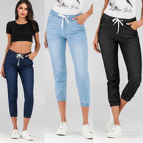 women's jeans casual foot lantern drawstring elastic waist loose trousers denim fashion, Blue
women's jeans casual foot lantern drawstring elastic waist loose trousers denim fashion, Blue