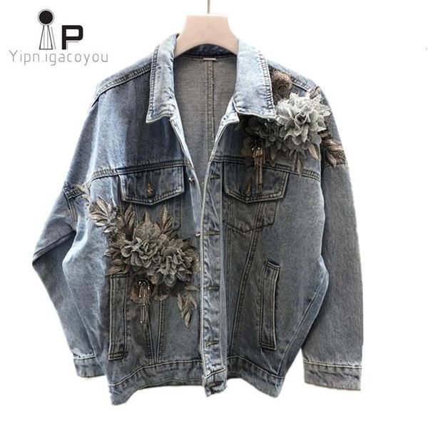women's jackets 2021 women denim jacket fashion autumn fringed flower bat sleeve loose bomber ladies tide basic coat, Black;brown
women's jackets 2021 women denim jacket fashion autumn fringed flower bat sleeve loose bomber ladies tide basic coat, Black;brown
