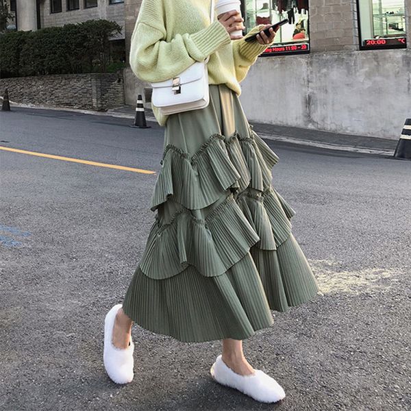 skirts women's pleated ruffles long a-line elastic waist black white skirt female summer loose ladies elegant solid bottoms 3t69
skirts women's pleated ruffles long a-line elastic waist black white skirt female summer loose ladies elegant solid bottoms 3t69