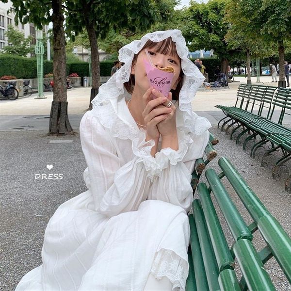 spring white long sleeve hooded women vestidos split joint lace loose korean fashion dress 210429, Black;gray
spring white long sleeve hooded women vestidos split joint lace loose korean fashion dress 210429, Black;gray