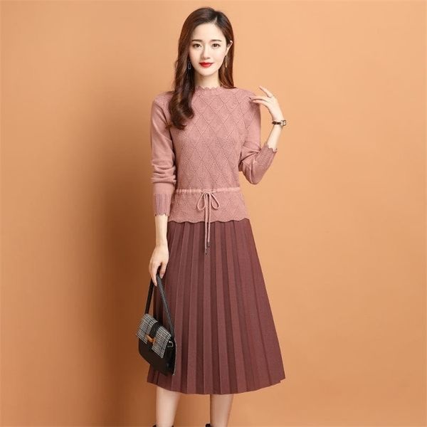 patchwork fake 2 pieces sweater pleated dresse atumun winter soft rib knitted hollow out chic slim party dress 211220, Black;gray
patchwork fake 2 pieces sweater pleated dresse atumun winter soft rib knitted hollow out chic slim party dress 211220, Black;gray
