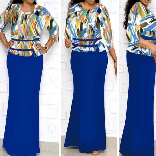 African Women Patchwork Office Dress Blue Vintage Mermaid Party Robe Plus Size Fake 2 Piece Retro Print Contrast Long Dresses
African Women Patchwork Office Dress Blue Vintage Mermaid Party Robe Plus Size Fake 2 Piece Retro Print Contrast Long Dresses