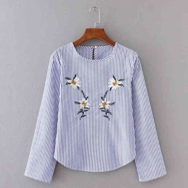 fashion women flower embroidery stripe shirts vintage smock long sleeve blouse casual s1167 210430, White
fashion women flower embroidery stripe shirts vintage smock long sleeve blouse casual s1167 210430, White