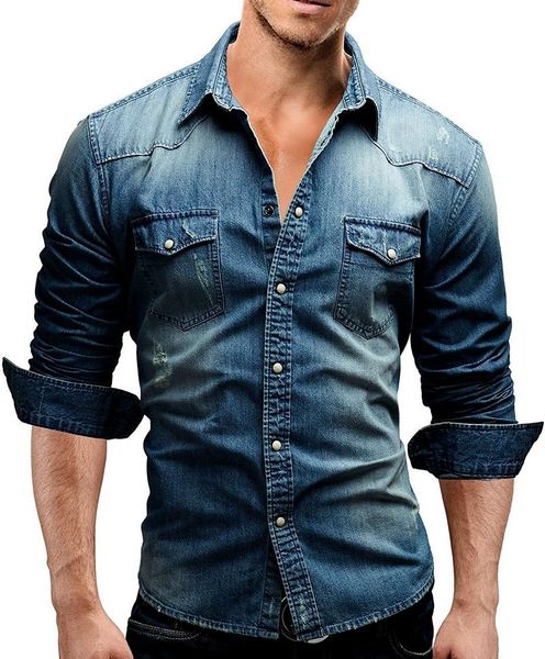 men's casual shirts 2021 spring autumn european american double pocket long-sleeved denim shirt camisas para hombre, White;black
men's casual shirts 2021 spring autumn european american double pocket long-sleeved denim shirt camisas para hombre, White;black