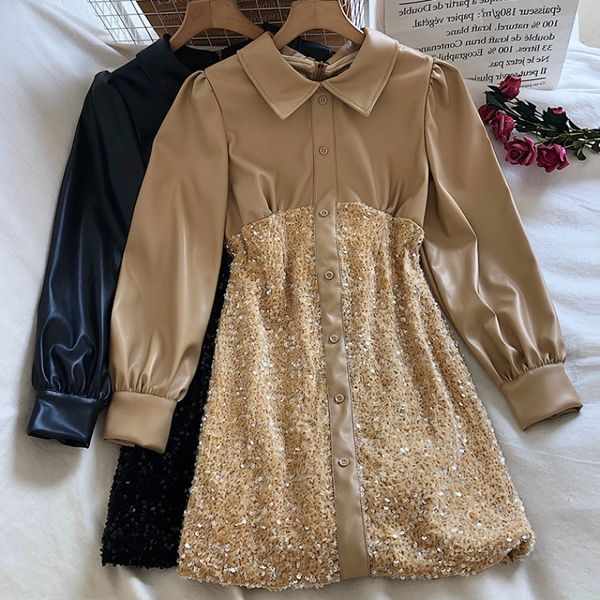 fashion mini sequins up spring fall female temperament fake two-piece hip pullover thin party dress, Black;gray
fashion mini sequins up spring fall female temperament fake two-piece hip pullover thin party dress, Black;gray