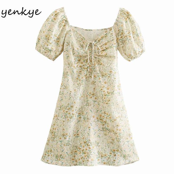 sweet floral print dress women front drawstring v neck short sleeve female high waist a-line mini summer vestido 210430, Black;gray
sweet floral print dress women front drawstring v neck short sleeve female high waist a-line mini summer vestido 210430, Black;gray