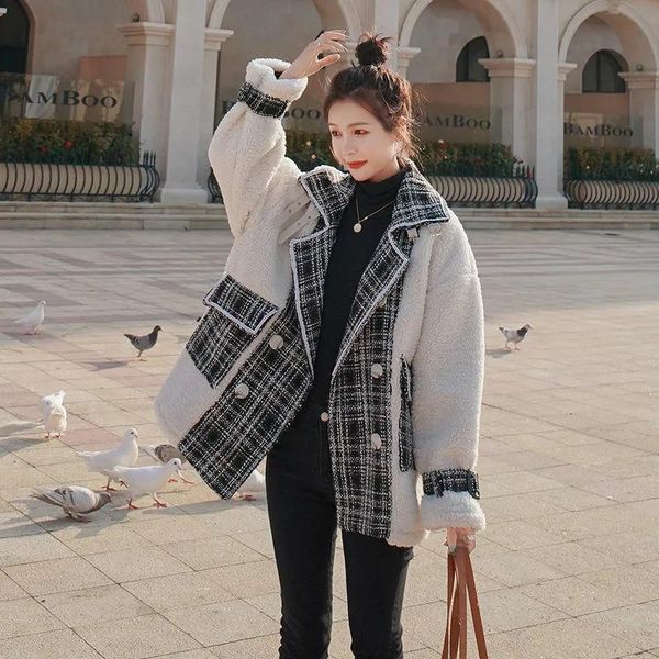 women's wool & blends lamb plush jacket winter women 2021 trendy fleece woolen female mid-length trend m119, Black
women's wool & blends lamb plush jacket winter women 2021 trendy fleece woolen female mid-length trend m119, Black