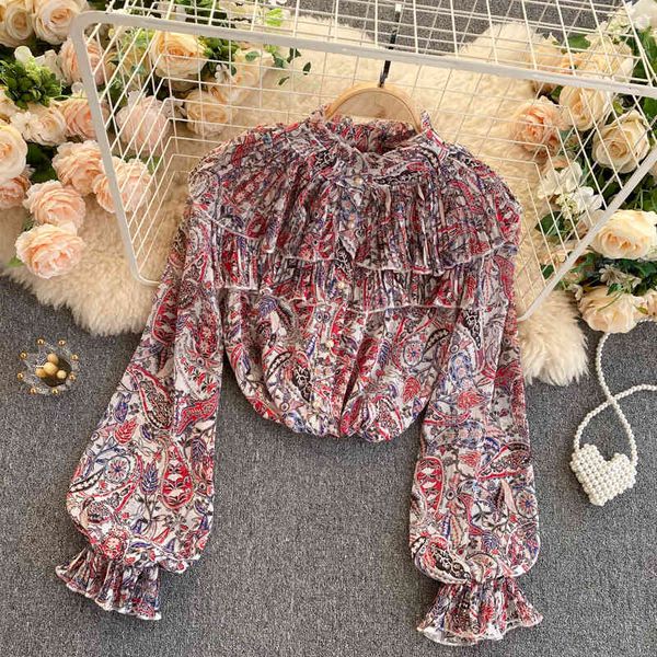 women's blouses & shirts chiffon long sleeve shirt fashion pleated ruffle slim fit retro printed lady stand neck elegant blou, White
women's blouses & shirts chiffon long sleeve shirt fashion pleated ruffle slim fit retro printed lady stand neck elegant blou, White