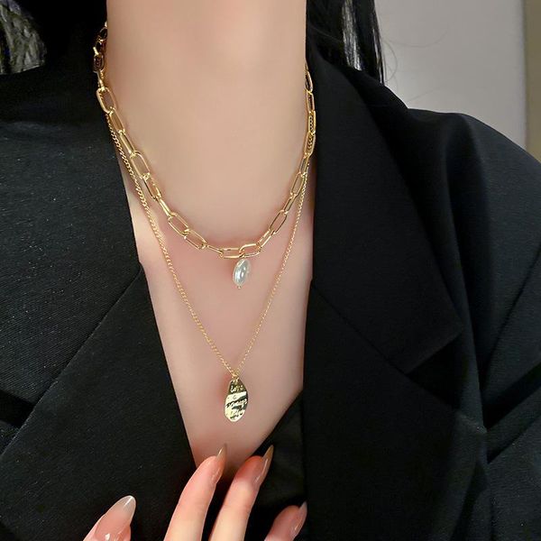 vsnow fashion double layer irregular coin medallion pearl pendant necklace for women statement chunky chain jewelry necklaces, Silver
vsnow fashion double layer irregular coin medallion pearl pendant necklace for women statement chunky chain jewelry necklaces, Silver