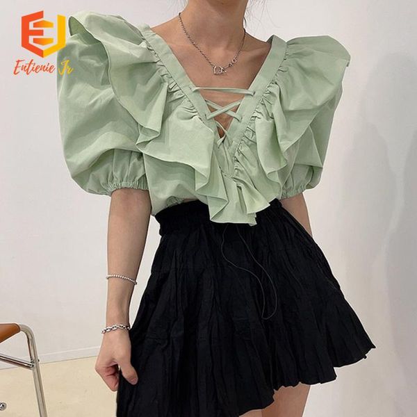 women's blouses & shirts etienne jr women french v neck ruffles casual bandage loose female solid lace-up lantern sleeve clothing, White
women's blouses & shirts etienne jr women french v neck ruffles casual bandage loose female solid lace-up lantern sleeve clothing, White