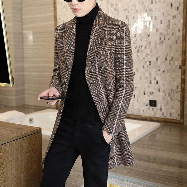 men's wool & blends brand trend autumn and winter jacket coat fashionable british style slim fit warm woolen, Black 
men's wool & blends brand trend autumn and winter jacket coat fashionable british style slim fit warm woolen, Black