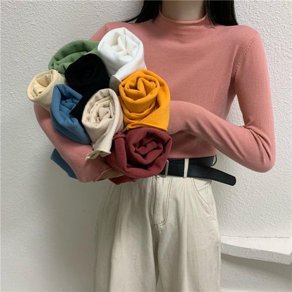 women's t-shirt autumn half turtleneck long sleeves elastic t-shirts basic t shirts clothing 2021 y2k ropa mujer kawaii, White
women's t-shirt autumn half turtleneck long sleeves elastic t-shirts basic t shirts clothing 2021 y2k ropa mujer kawaii, White