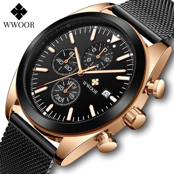 wristwatches wwoor watches mens 2021 business black quartz wrist watch mesh steel waterproof sports chronograph montre homm, Slivery;brown
wristwatches wwoor watches mens 2021 business black quartz wrist watch mesh steel waterproof sports chronograph montre homm, Slivery;brown