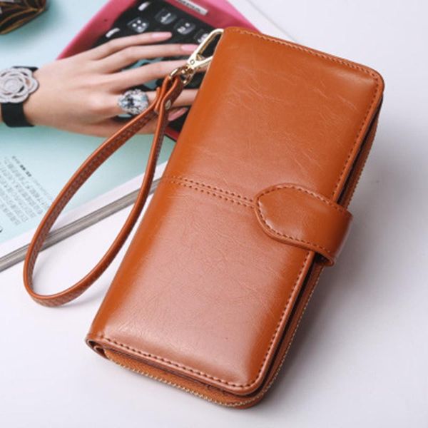 purse women's wallet 2021 zipper oil wax leather buckle mobile phone bag pu hand, White
purse women's wallet 2021 zipper oil wax leather buckle mobile phone bag pu hand, White