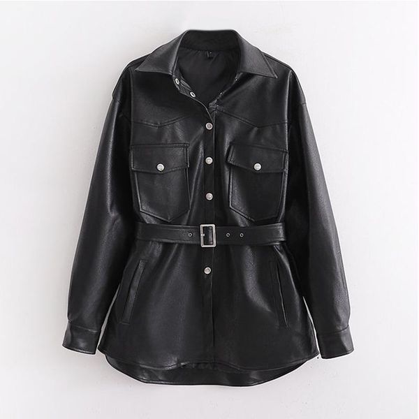 women's leather & faux jackets women fashion pu black coat 2021 elegant belt waist pockets buttons female coats streetwear ladies
women's leather & faux jackets women fashion pu black coat 2021 elegant belt waist pockets buttons female coats streetwear ladies