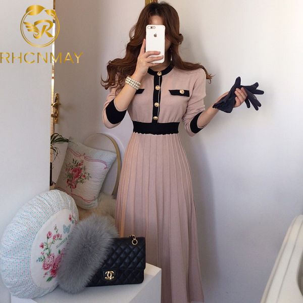 2021 autumn korean knitted women long pleated dress women long sleeve single-breasted a-line dresses elegant ladies vestidos, Black;gray
2021 autumn korean knitted women long pleated dress women long sleeve single-breasted a-line dresses elegant ladies vestidos, Black;gray