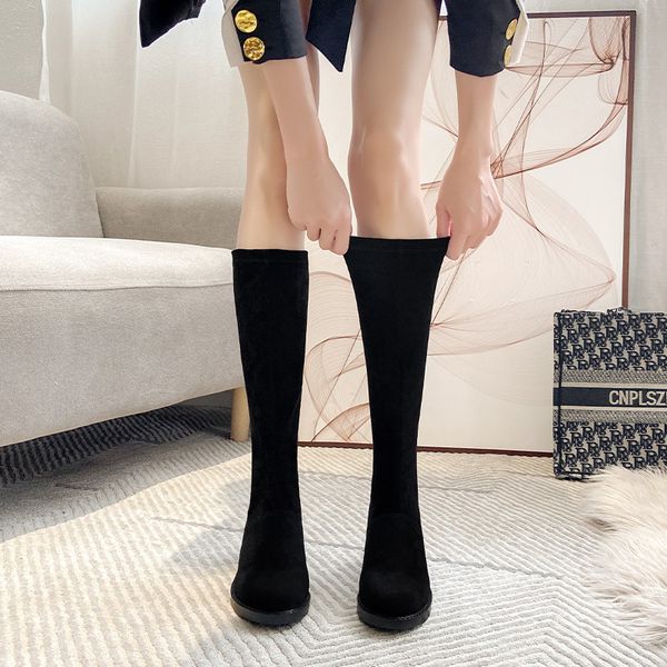 women's below the knee 2021 autumn and winter small inner tall thin medium elastic boots, Black
women's below the knee 2021 autumn and winter small inner tall thin medium elastic boots, Black