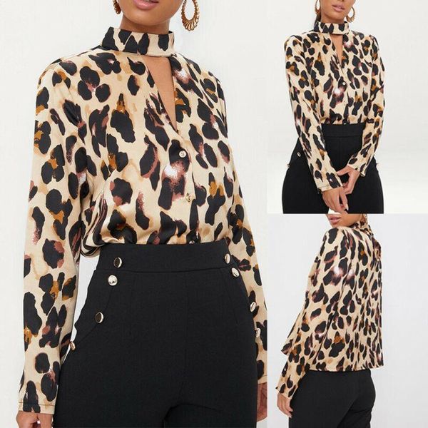 women's blouses & shirts women long sleeve halter deep v-neck bandage shirt casual loose leopard printed tunic button blouse office lad, White
women's blouses & shirts women long sleeve halter deep v-neck bandage shirt casual loose leopard printed tunic button blouse office lad, White