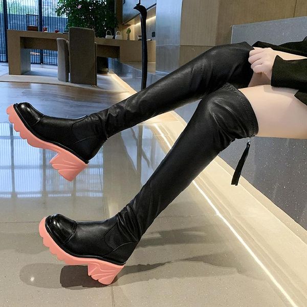 boots women's over knee thick bottom round head autumn and winter slim elastic boot back zipper high tube knight lady shoes, Black
boots women's over knee thick bottom round head autumn and winter slim elastic boot back zipper high tube knight lady shoes, Black
