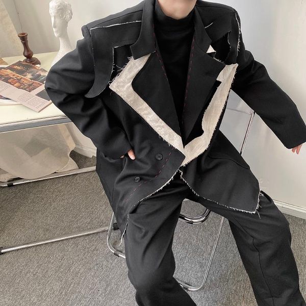 male japan streetwear vintage suit coat overcoat stage show clothes men broken style loose casual blazers jacket outerwear men's suits, White;black
male japan streetwear vintage suit coat overcoat stage show clothes men broken style loose casual blazers jacket outerwear men's suits, White;black