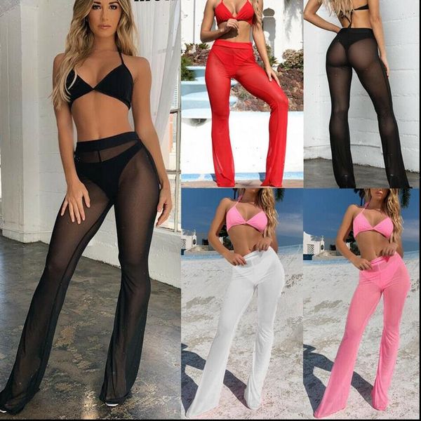 women capri beach see through mesh high waist elastic sheer wide leg pants trousers bikini cover up s xl, Black;white
women capri beach see through mesh high waist elastic sheer wide leg pants trousers bikini cover up s xl, Black;white